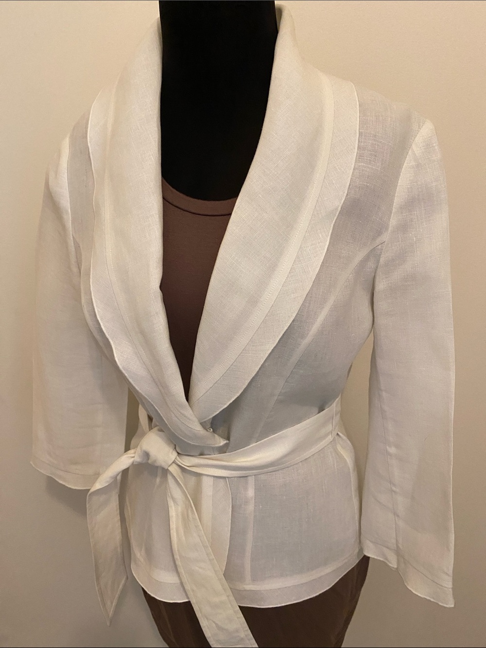 White House Black Market Linen Wrap Jacket.